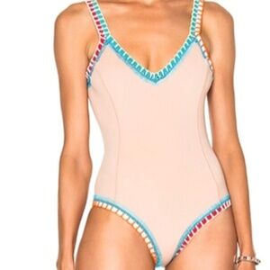 KIINI Luna Scoop Back Maillot In Blush Swimsuit, Size S